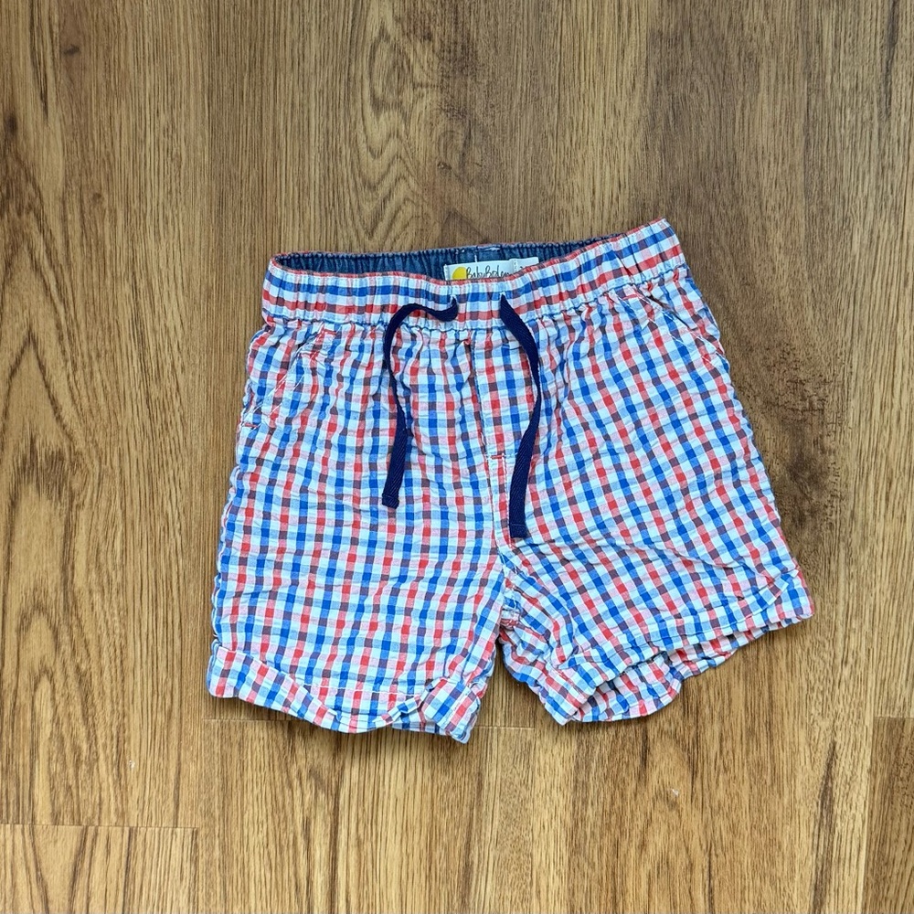 Baby Boden Checkered Seersucker Shorts - Red, Blue, White - Size 2-3